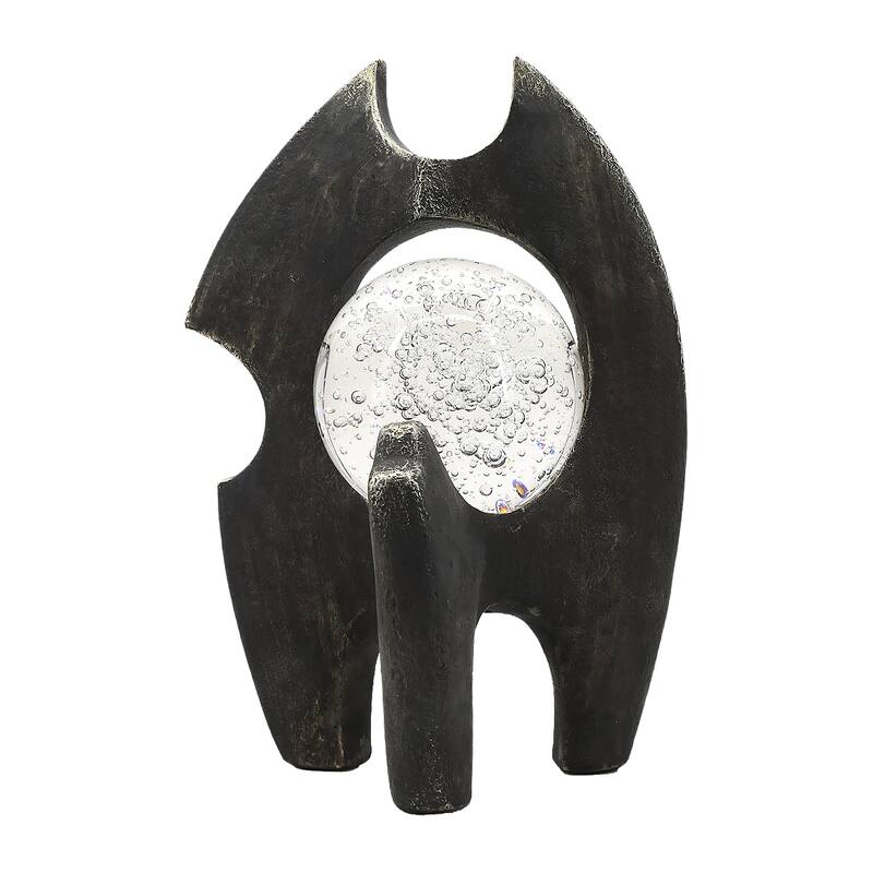 Sagebrook Home Massimo Large 13" Bronze Statuary - Resin and Crystal Decorative Object for Modern Homes - 9" x 7" x 13"