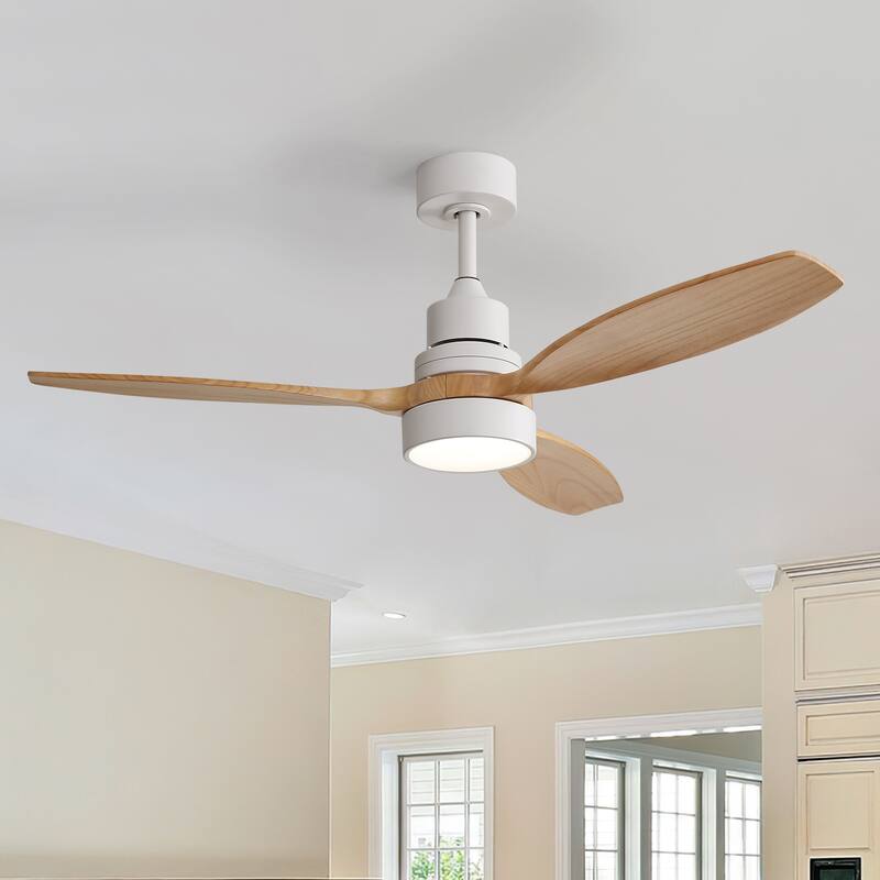 Sofucor 52" Indoor Wood Ceiling Fan Light with Remote, Integrated Light Optional