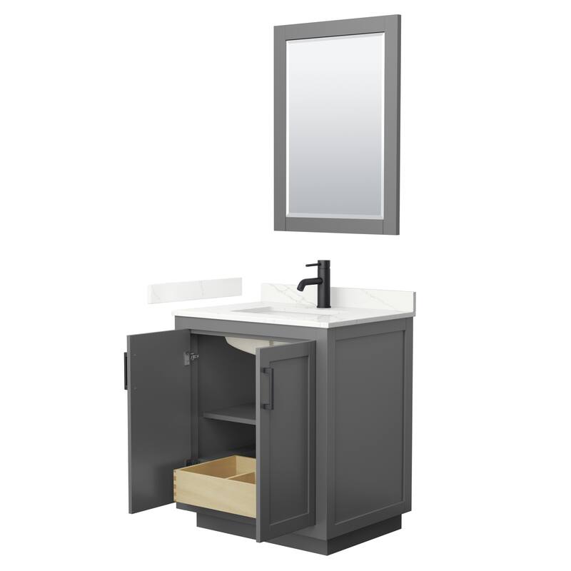 Miranda 30-inch Single Vanity, Quartz Top, 24-inch Mirror