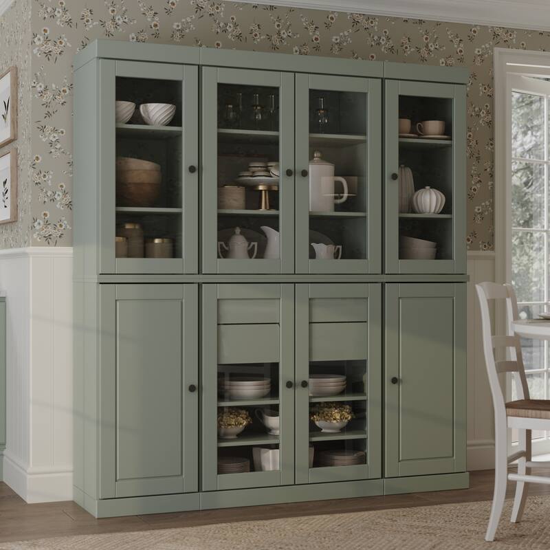 Palace Imports 100% Solid Wood Pantry Cabinet, 2 Drawers, Adjustable Shelves, 65" Wide, 71.5" Tall - 65" x 71.5"