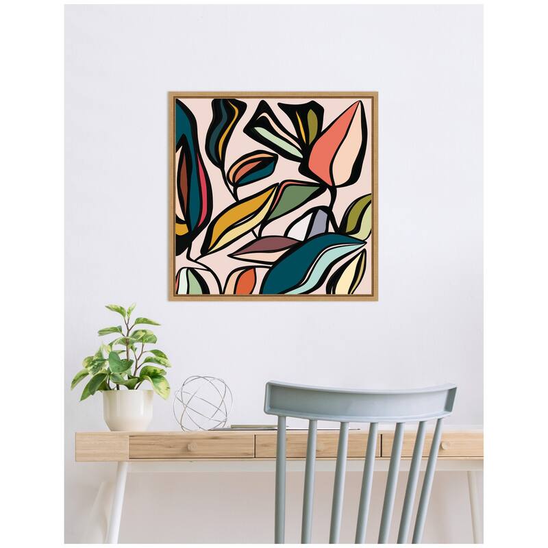 Kate and Laurel Fanciful Ficus SQ Expansion by Alicia Bock Framed Canvas Wall Art Print