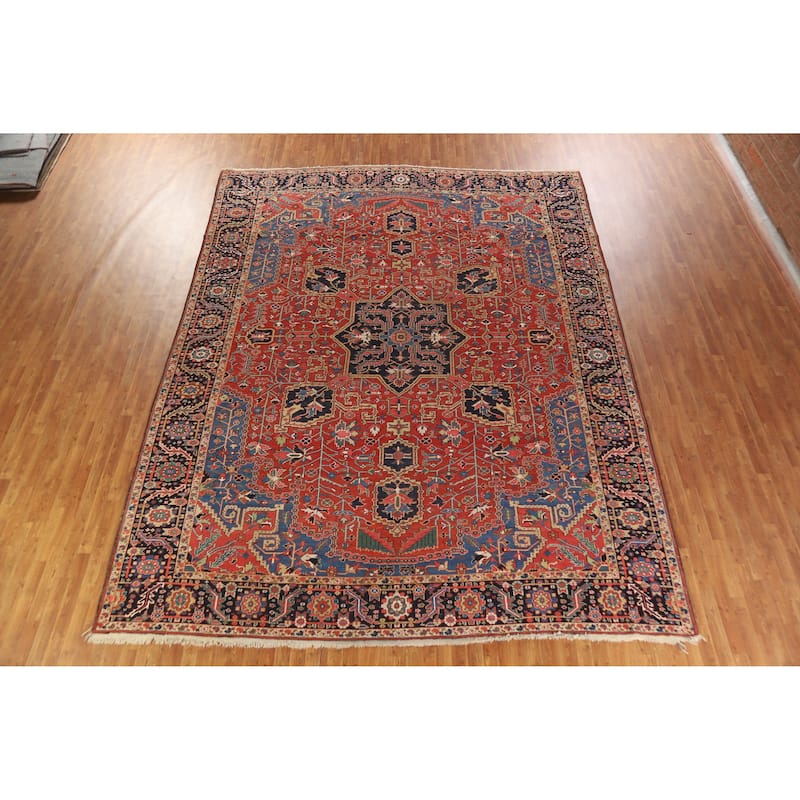 Vegetable Dye Heriz Serapi Persian Large Rug Handmade Wool Carpet - 11'2" x 14'5"