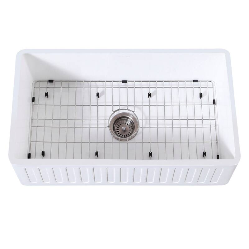 Kingston Brass Arcticstone 30" Farmhouse Single Basin Stainless Steel - Matte White / Brushed Stainless Steel
