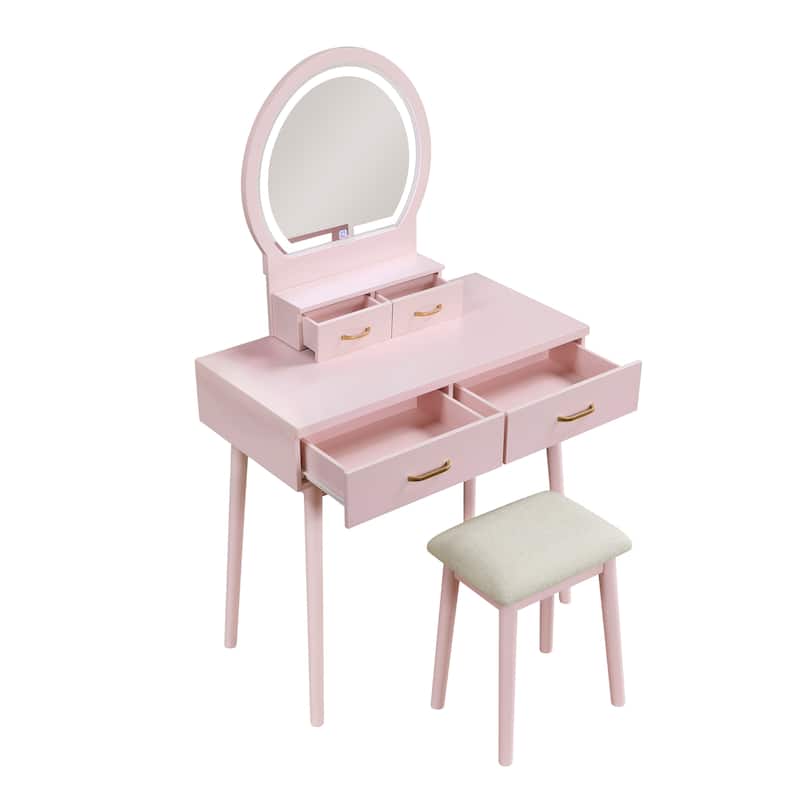 Beautiful Vanity Dresser with Mirror and Stool Set Storage Drawers Bedroom Furniture 1pc