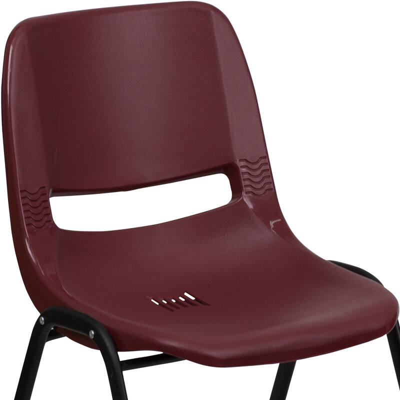5 Pack 880 lb. Capacity Ergonomic Shell Stack Chair with Metal Frame - 23.5"D x 19.25"W x 32"H