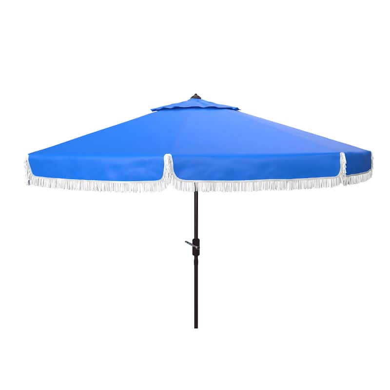 SAFAVIEH Ronette Fringe 9 Ft Crank Outdoor Umbrella