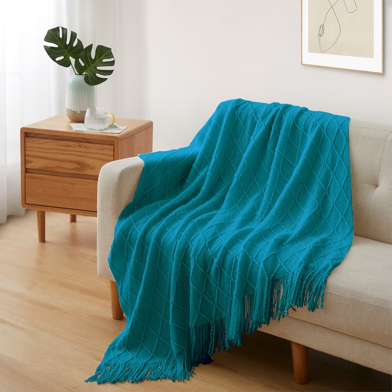 Lightweight 50"x60" Diamond Knit Throw Blanket Couch Cover