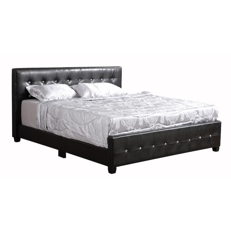 Diamond Jewel Tufted Faux Leather Bed