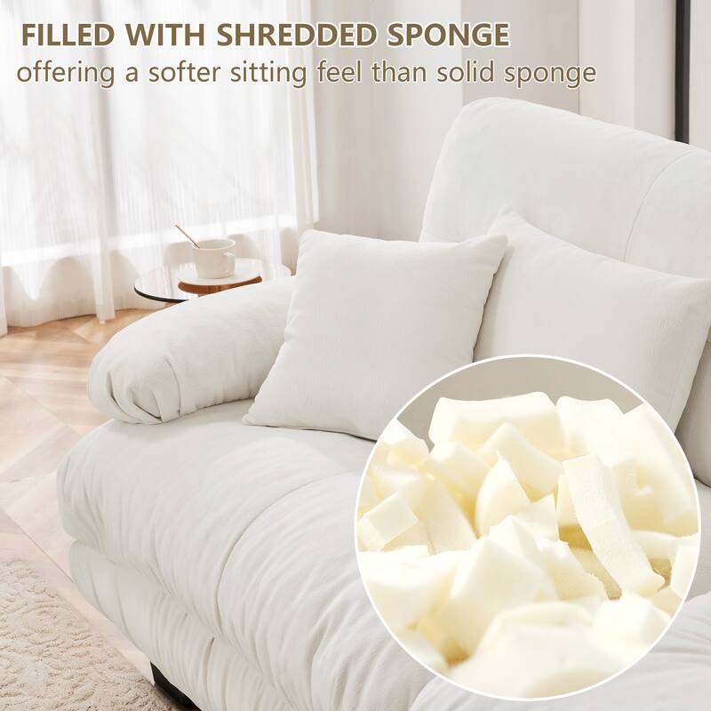 GDFStudio - Chenille 2-Seater Cloud Couch Sleeper Sofa with Round Bolster Armrests