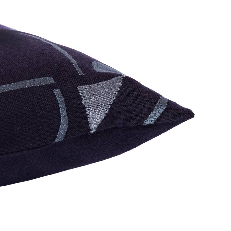 Embroidered Geometric Abstract Square Throw Pillow - 20" - Denim Blue