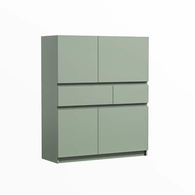 Green 4 Door Wooden Storage Cabinet with Convenient Drawers