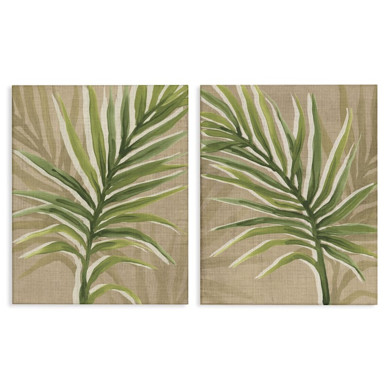 Stupell Natural Palm Leaves Canvas Wall Art Design By June Erica Vess (Set of 2) - 24 x 30