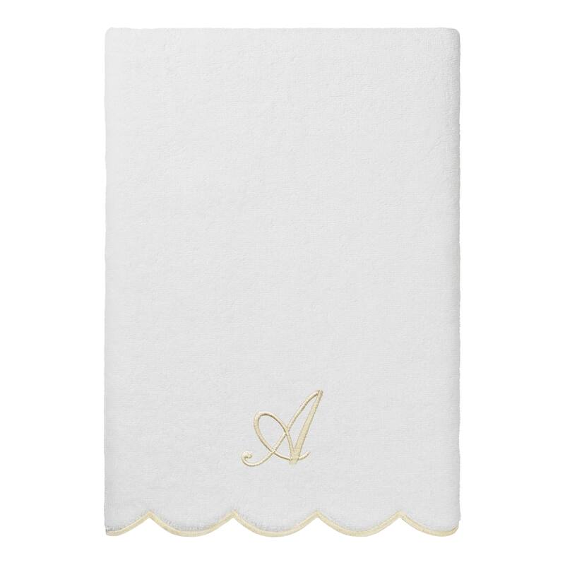Authentic Hotel and Spa 100% Turkish Cotton Beige ADORNIA Scallop Personalized 3 Piece Towel Set - 3 Piece Set