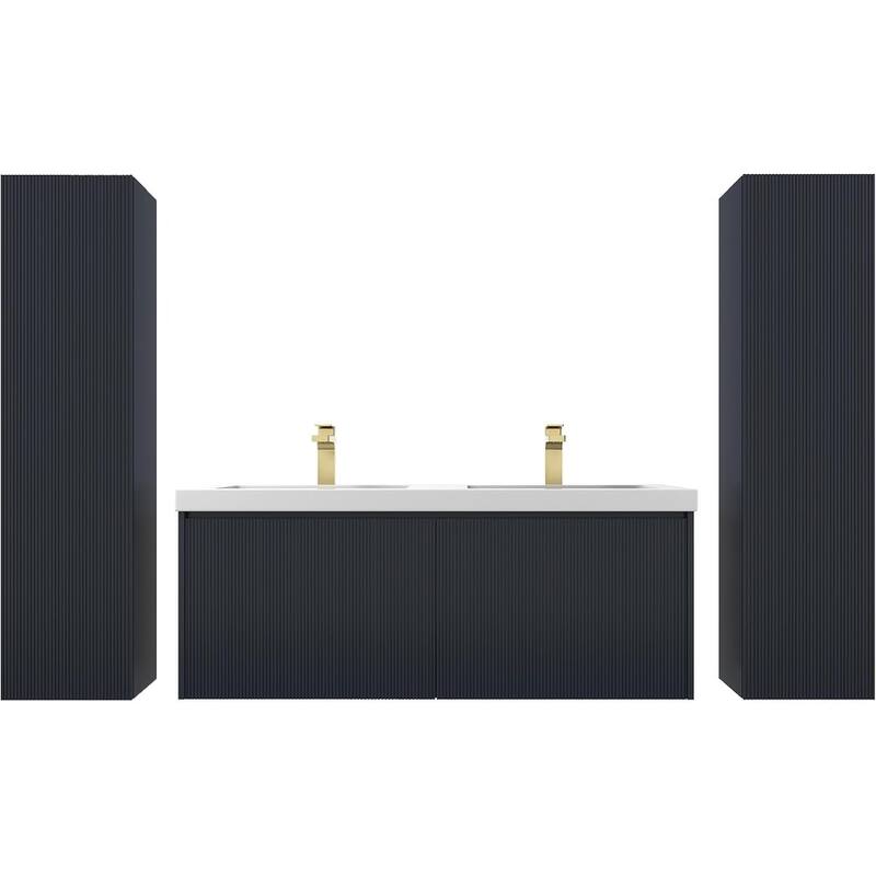 Blossom Positano 48" Floating Double Sink Vanity with Side Cabinets