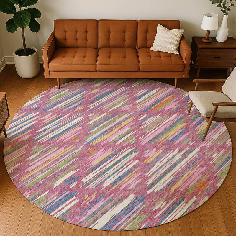 Machine Washable Indoor/ Outdoor Modern Trellis Chantille Rug