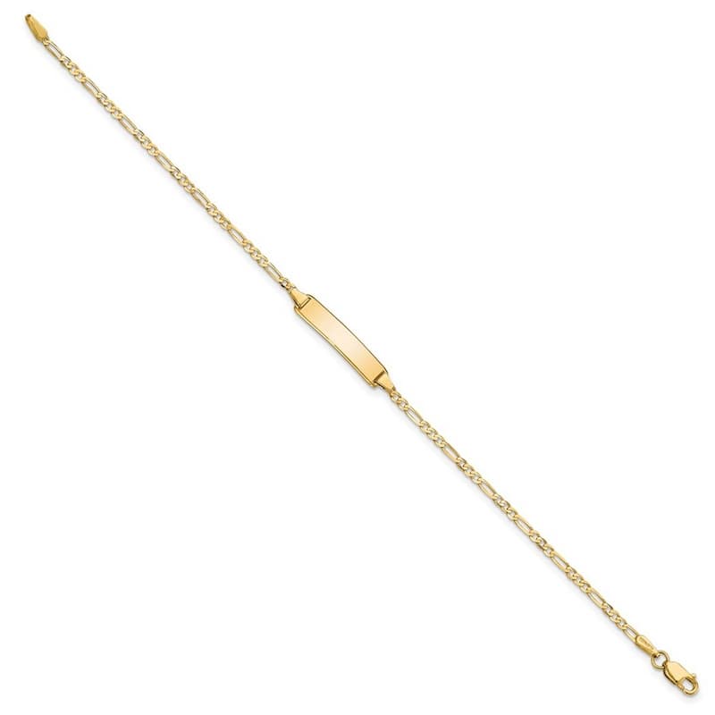 Curata 4.5mm 14k Yellow Gold Engravable Flat Figaro Link ID Bracelet 7 Inch