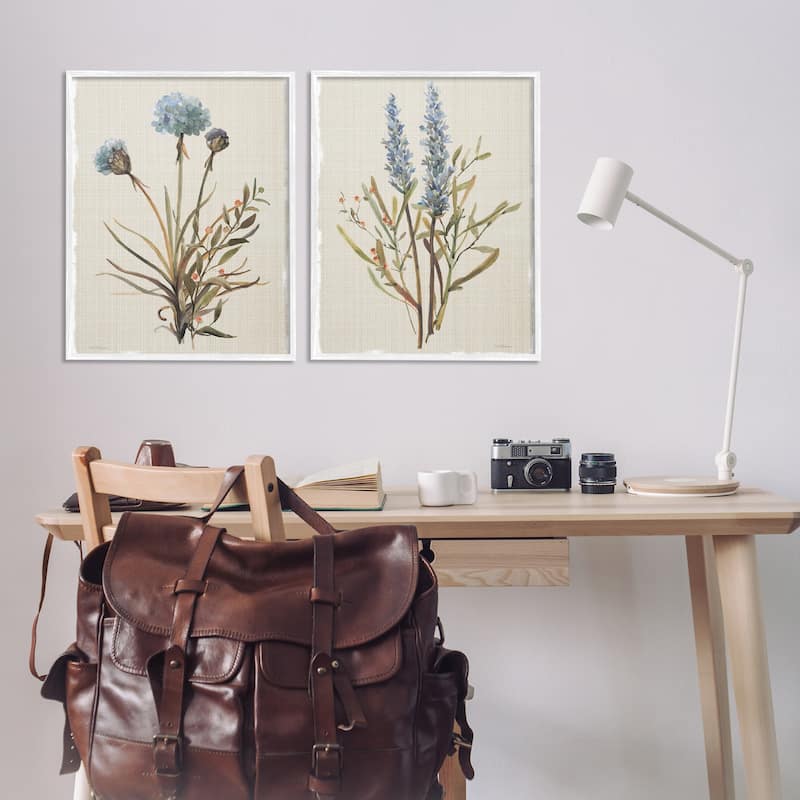 Stupell Natural Budding Blooms Framed Giclee Art Design By Carol Robinson (Set of 2)