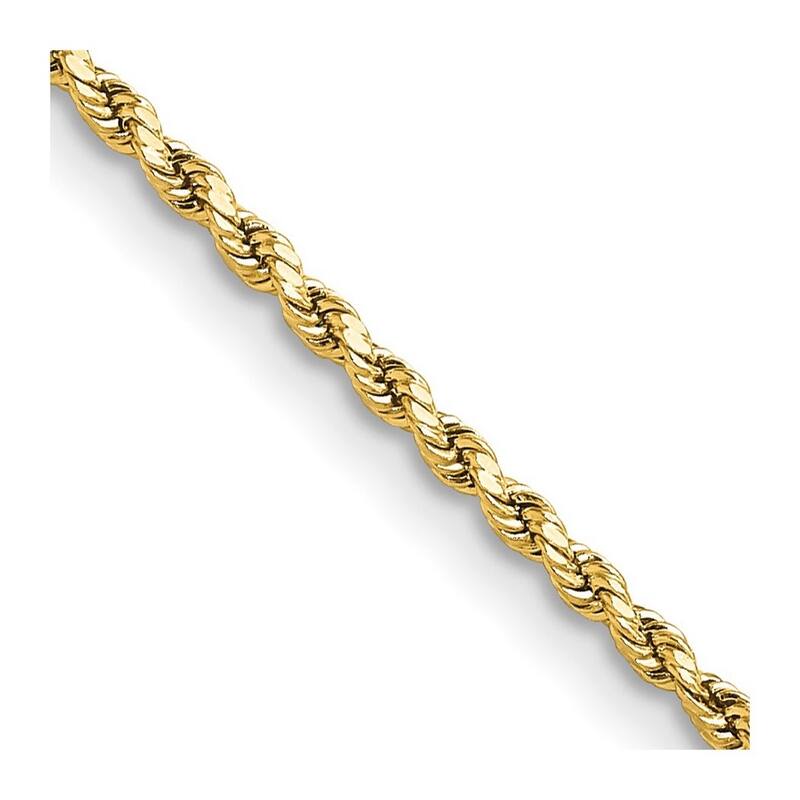 Curata 10k Yellow Gold Unisex 2mm Semi Solid Diamond Cut Rope Chain Bracelet Options: 7" 8"