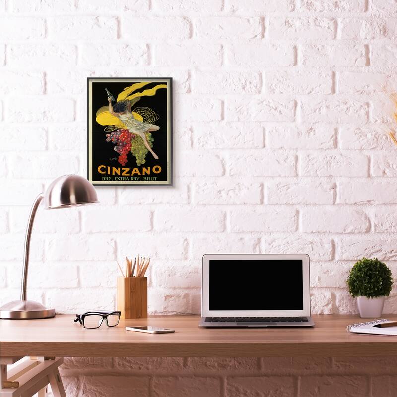 Stupell Cinzano Vintage Poster Wine Design Framed Wall Art