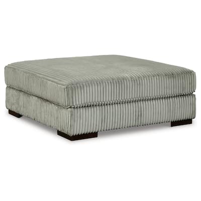 Lindy Accent Ottoman, Square 51 Inch Modern Style Light Gray Polyester