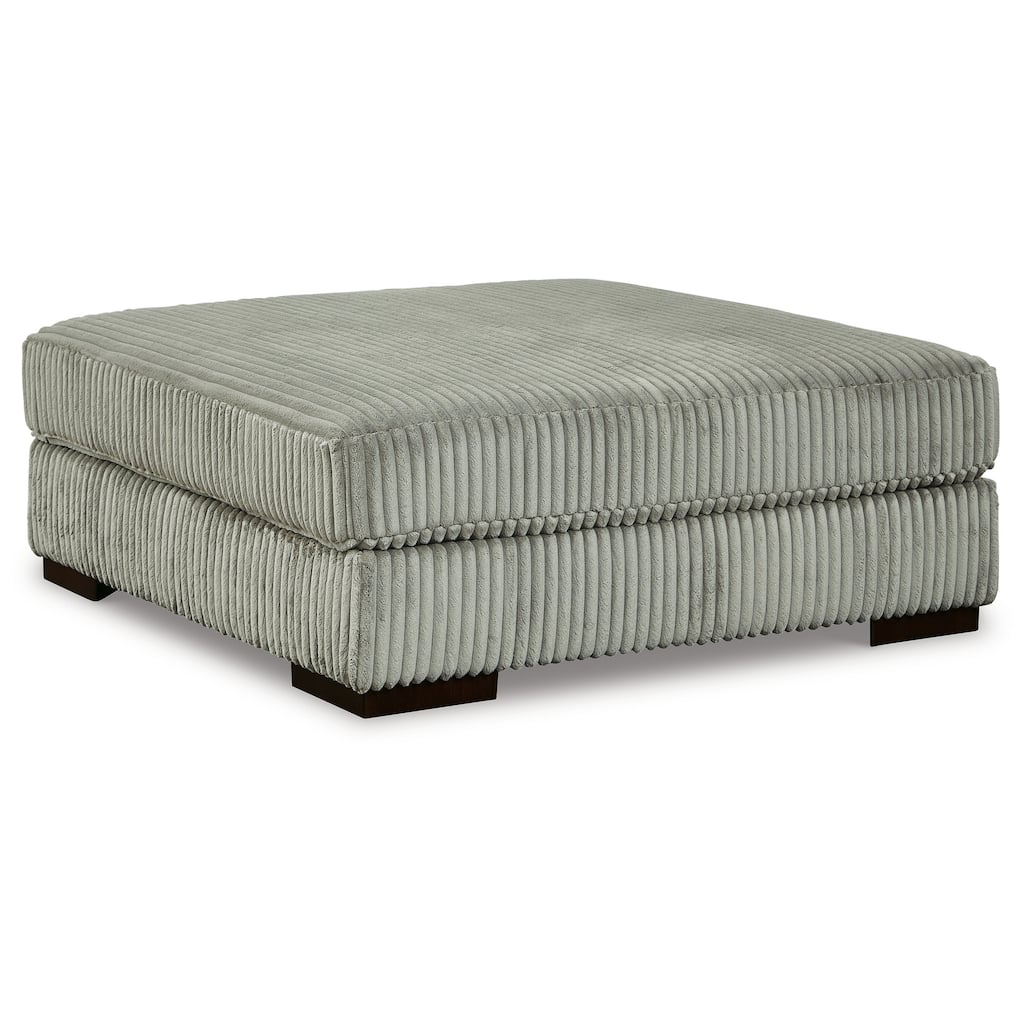 Lindy Accent Ottoman, Square 51 Inch Modern Style Light Gray Polyester