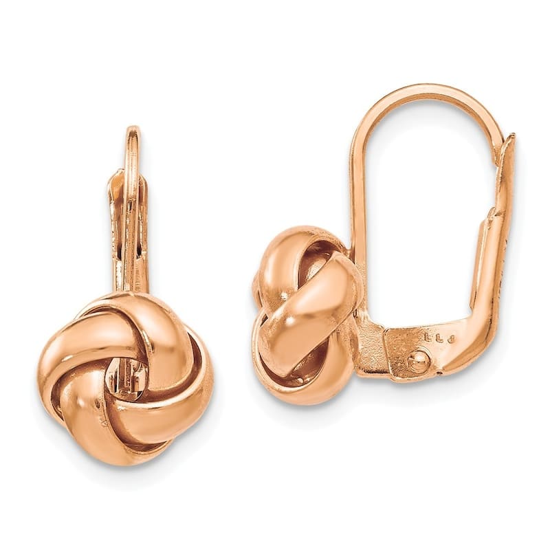 Curata 14k Yellow, White or Rose Gold 13x9mm Polished Love Knot Lever Back Earrings - Rose