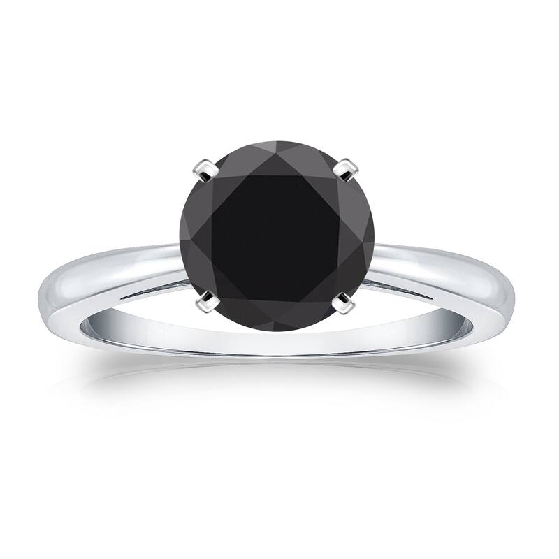 Auriya 14k Gold 2ctw Round Solitaire Black Diamond Engagement Ring