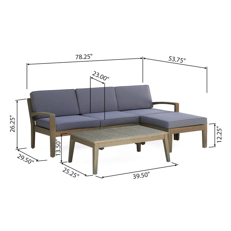 Outdoor L-Shaped Seating Combo Sofa Set 5 Pcs
