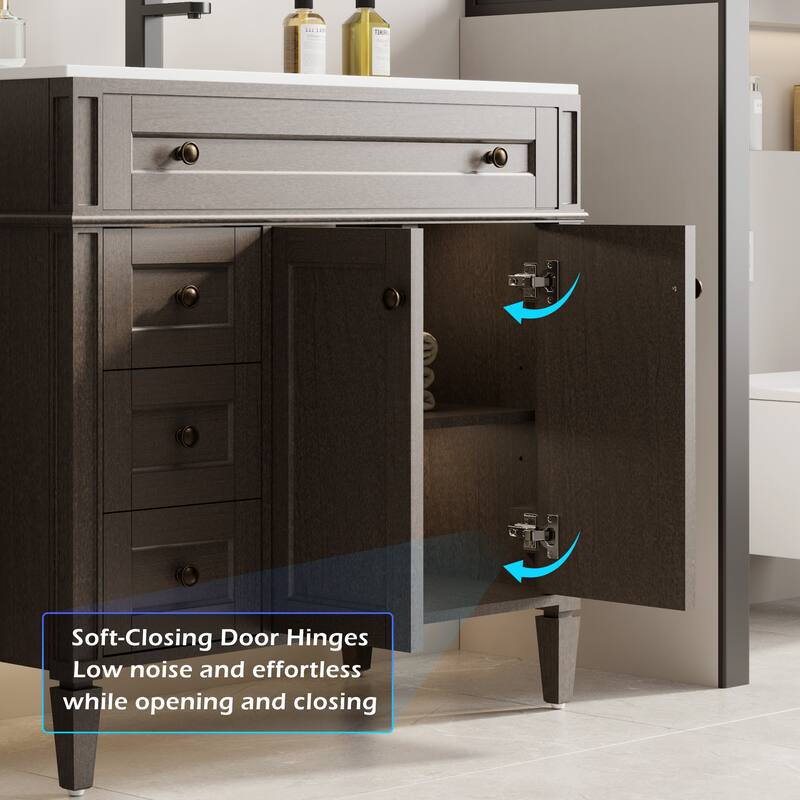 Retro Bathroom Vanity W/ Drop in Sink Combo Cabinet Set