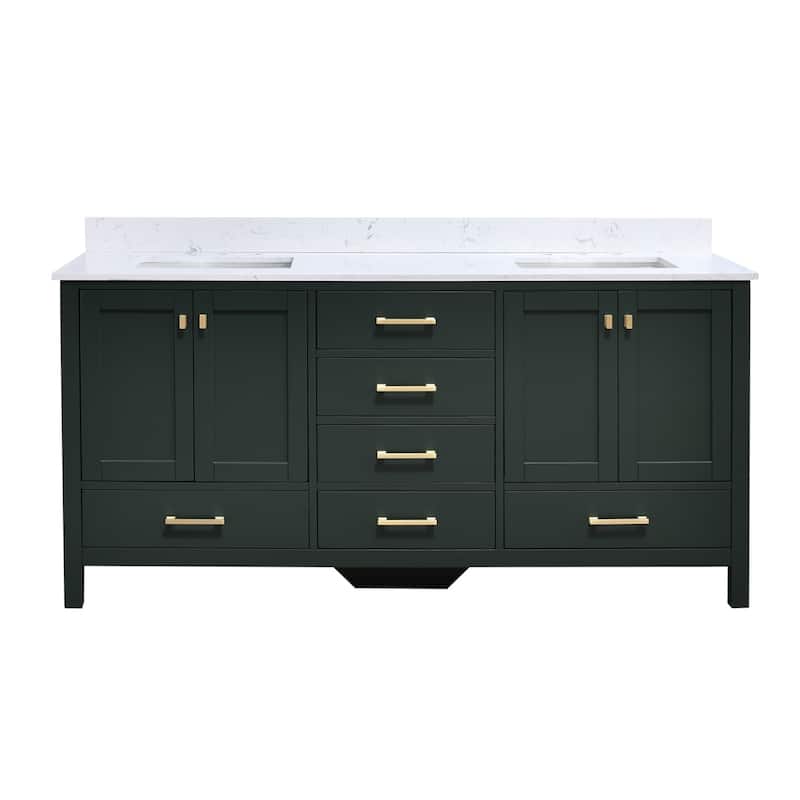 StarrySky 72 inch Undermount Double Sink Bathroom Vanity with Engineered Carrara Marble Top