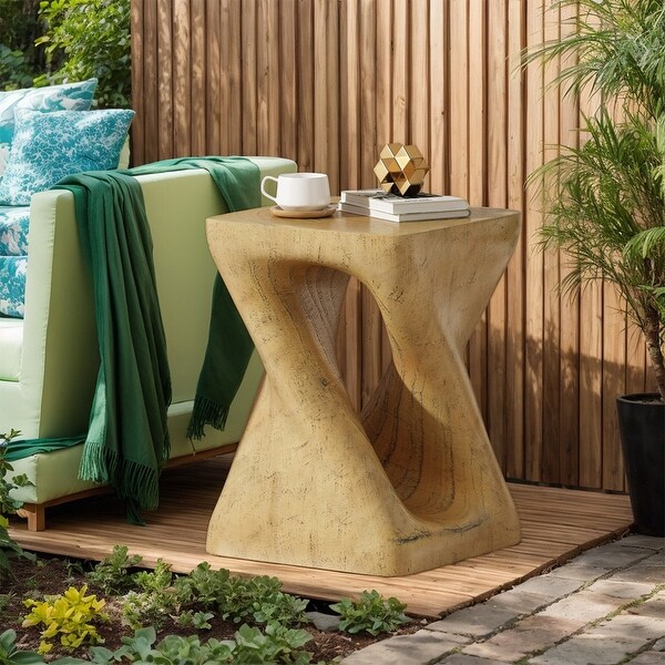 Twist Shape MGO Accent Side Table, Unique Modern End Table with