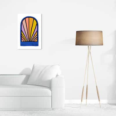 Wynwood Studio Canvas Abstract Rainbow Raylights Blue and Light Pink Modern & Contemporary Wall Art Canvas Print