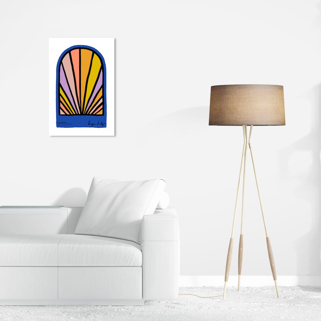 Wynwood Studio Canvas Abstract Rainbow Raylights Blue and Light Pink Modern & Contemporary Wall Art Canvas Print