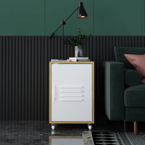 1-Door Cabinet With Wheel,Industrial Bedside Table