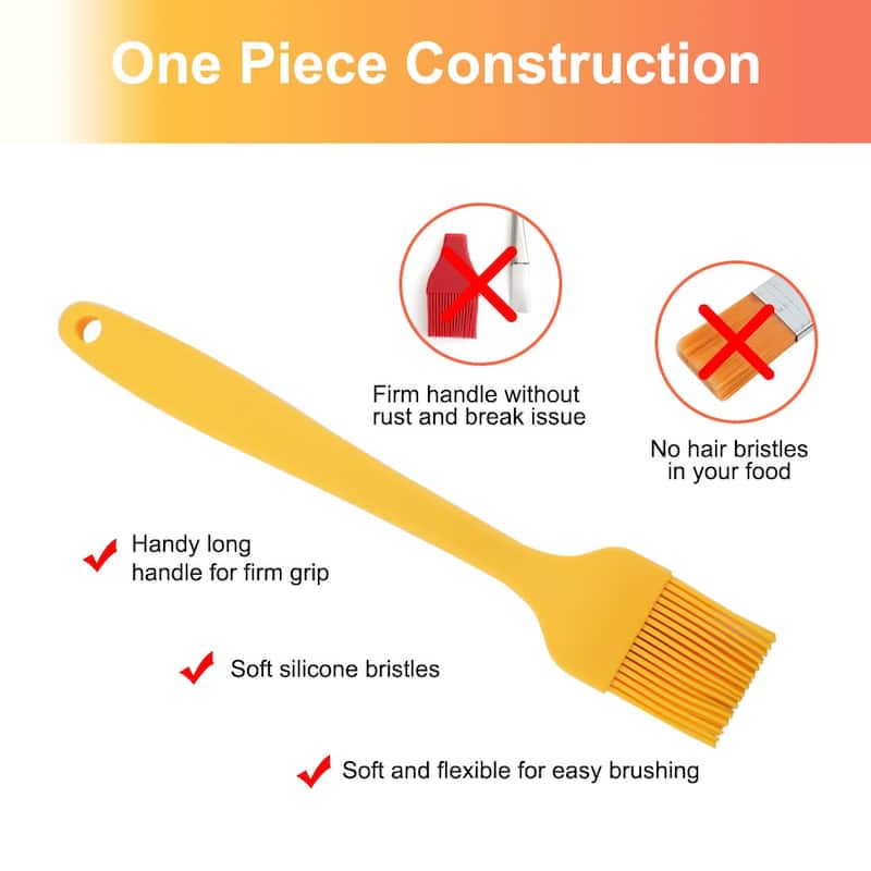 Silicone Brush Pastry Oil Basting Heat Resistant Cookware Barbecue - Yellow - 10.2" x 1.8"(L*W)