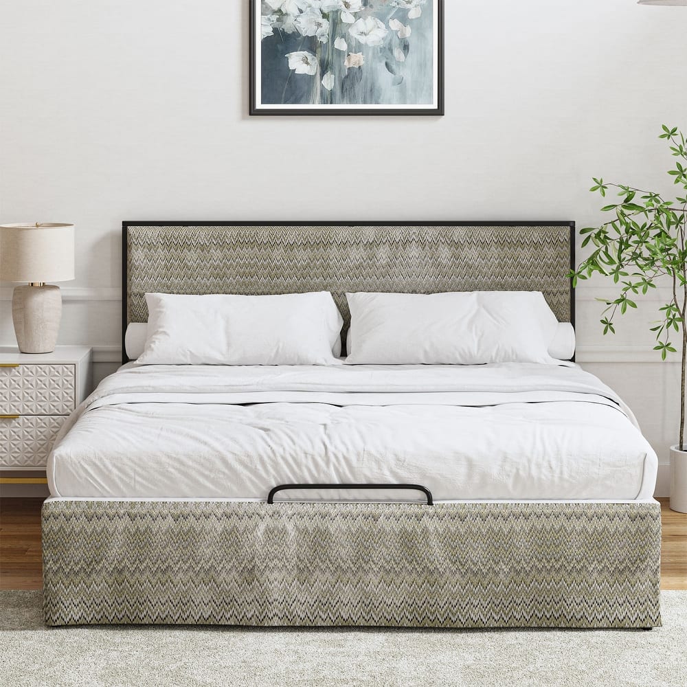 Oliver Modern Washable Slipcover Bed Upholstered Metal by HULALA HOME