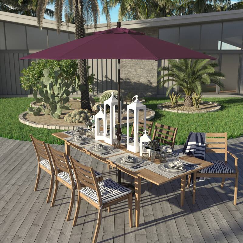 California Umbrella 9' Rd. Aluminum Patio Umbrella, Deluxe Crank Lift with Collar Tilt, Bronze Frame Finish, Pacifica Fabric - Purple