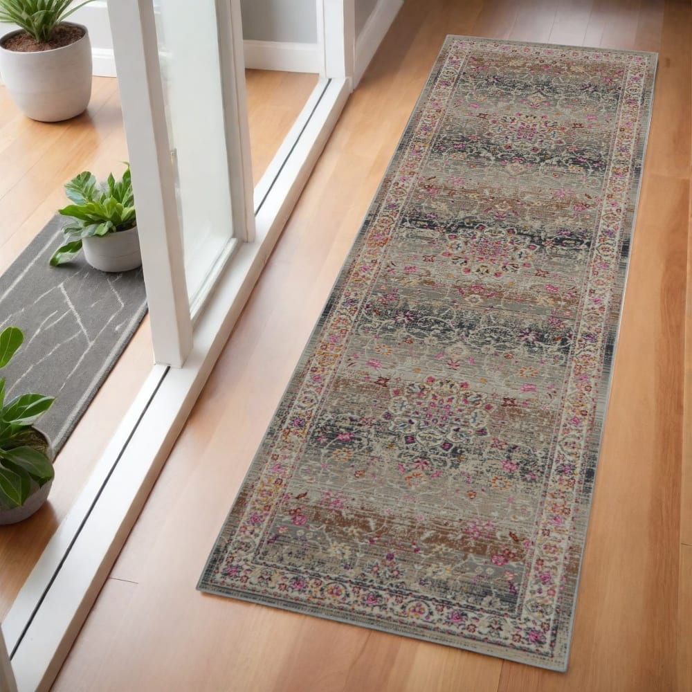 HomeRoots Floral Transitional Rectangle Area Rug