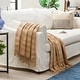 preview thumbnail 5 of 17, Chanasya Solid Plaid Pleated Acrylic Throw Blanket With Tassels 50 x 65 Inches - Beige