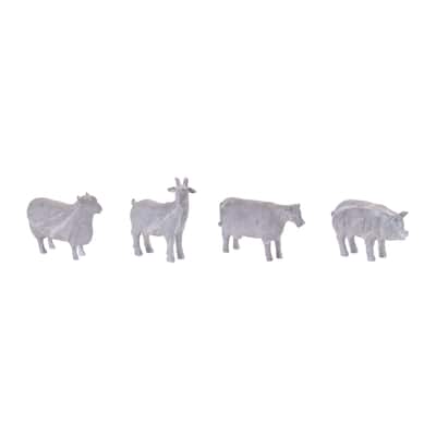 Rustic Style Farm Animal Figurines - 6" - Gray - Set of 4