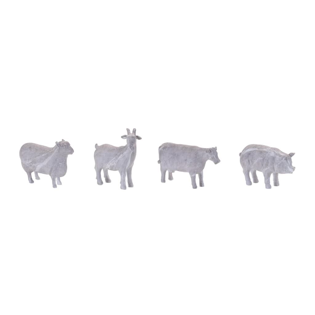 Rustic Style Farm Animal Figurines - 6" - Gray - Set of 4