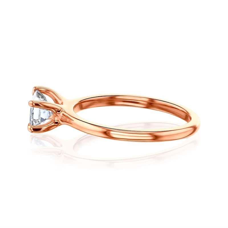 Kobelli 1.02 Carat Natural Diamond Solid 14k Rose Gold East-West Emerald Cut Solitaire Dakota Ring
