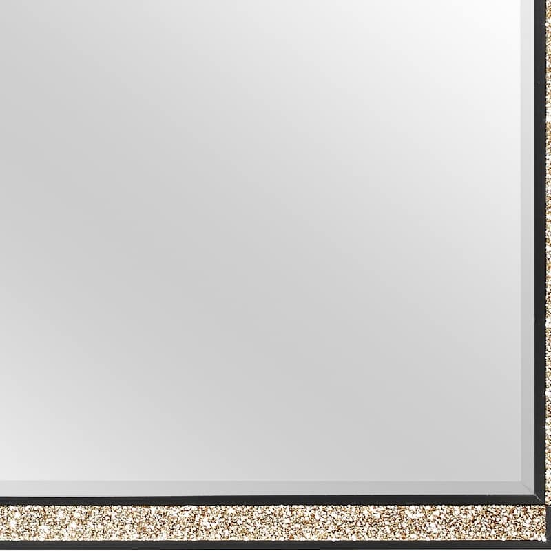 HomeRoots 36" Black And Gold Faux Crystal And Wood Dresser Mount Framed Mirror - 38.00 in. x 36.00 in. x 1.00 in.