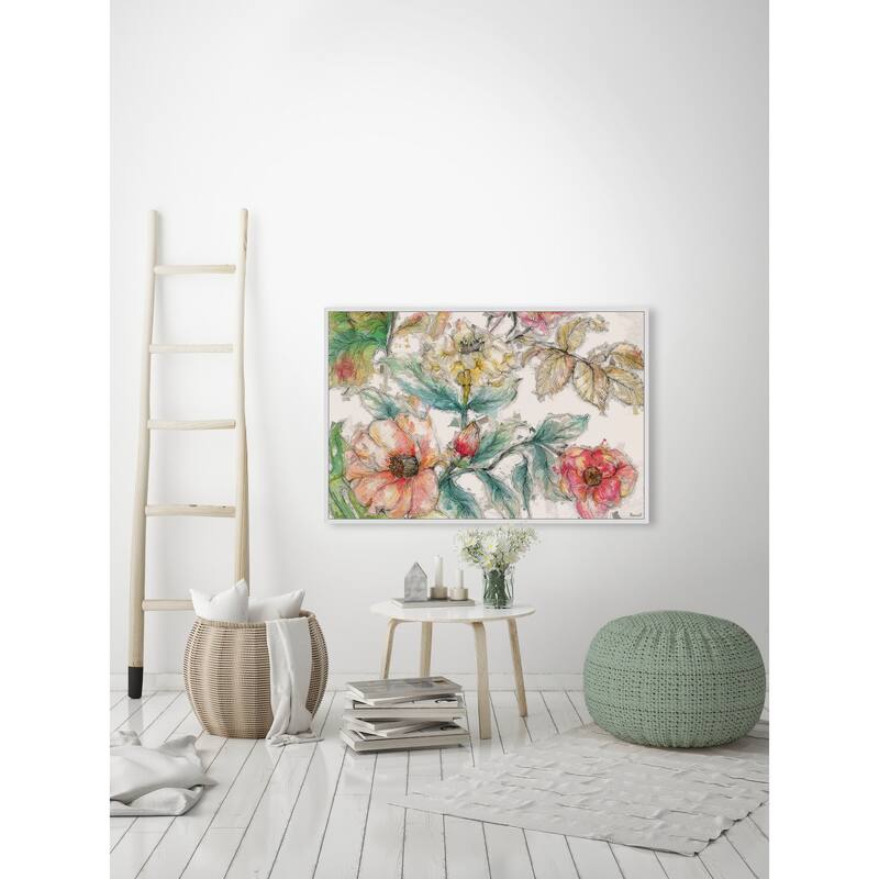 Be a Flower Floater Framed Print on Canvas