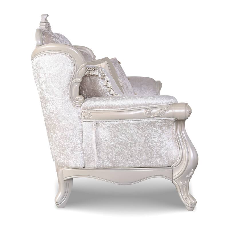 Furniture of America Clarissa Traditional Sofa Set with Button Tufted Back and Accent Pillow