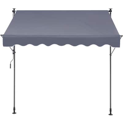 Manual Retractable Awning, Outdoor Retractable Patio Awning Sunshade Shelter, Adjustable Patio Door Window Awning Canopy