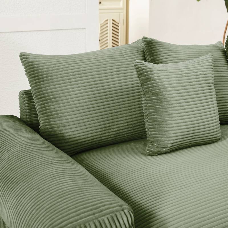 Oversized Cloud Modular Sectional Couch,Corduroy Fabric Extra-Wide Armrests Throw Pillows