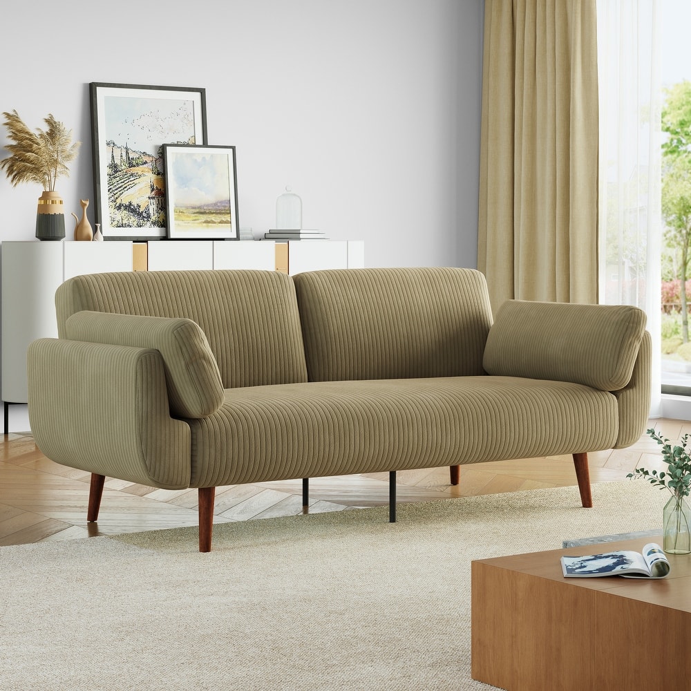 73.3" W Flared Arm Convertible Sleeper Sofa Modern Corduroy Loveseat