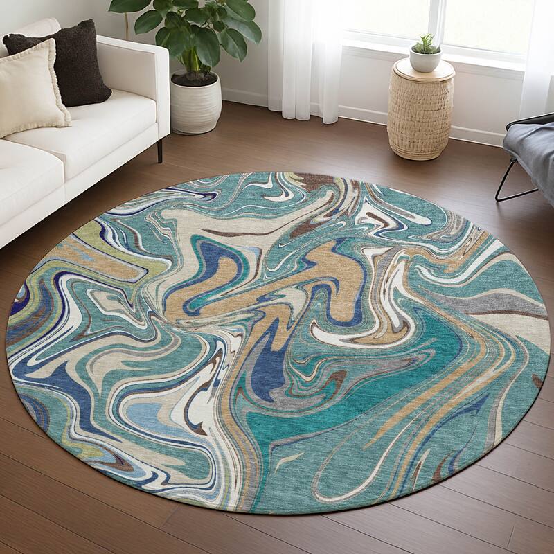 Machine Washable Indoor/ Outdoor Contemproary Fusion Chantille Rug
