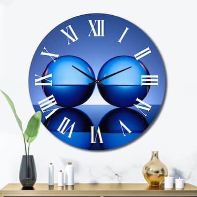 Designart "Serenity Circlescapes Kind of Blue" Modern Geometric Oversized Wall Clock